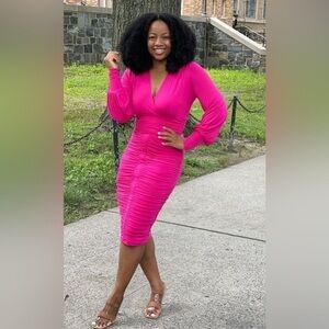 VENUS ruched dress. Hot pink